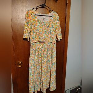 Bright Floral Latched Mama Midi Nursing Dress